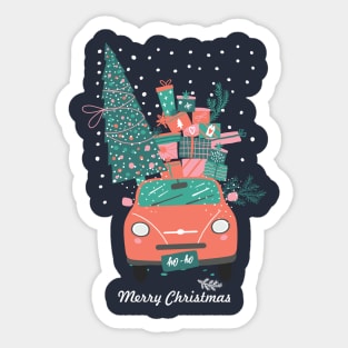 Christmas tree and gifts in a car ho ho ho! - Happy Christmas and a happy new year! - Available in stickers, clothing, etc Sticker